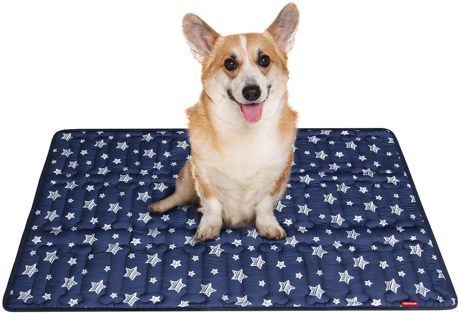 Dog Mat, Soft Bed Mat with Cute Prints, Anti-Slip Bottom Dog Mat for Medium Large Dogs (22" X 35"). Machine Washable Pet Mattress for Dog Sleeping Navy Blue 56 x 89 cm