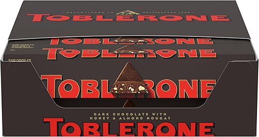 Toblerone Swiss Dark Chocolate Candy Bars With Honey And Almond Nougat, 20 - 3.52 Oz Bars