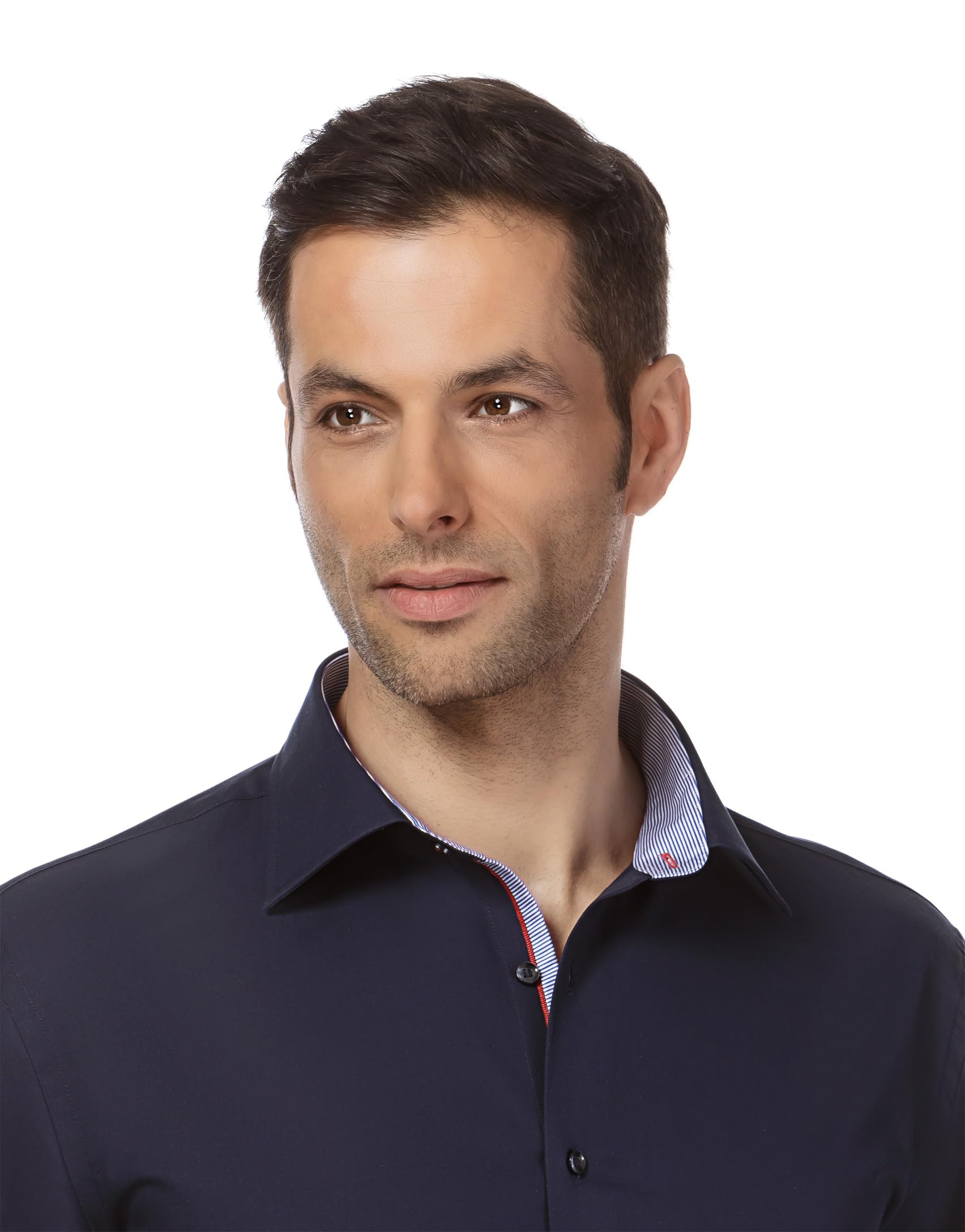 Vincenzo Boretti Camisa de Hombre, Corte Ajuste Recto (Regular-fit), 100% algodón, Manga-Larga, Cuello Kent, Lisa - no Necesita Plancha