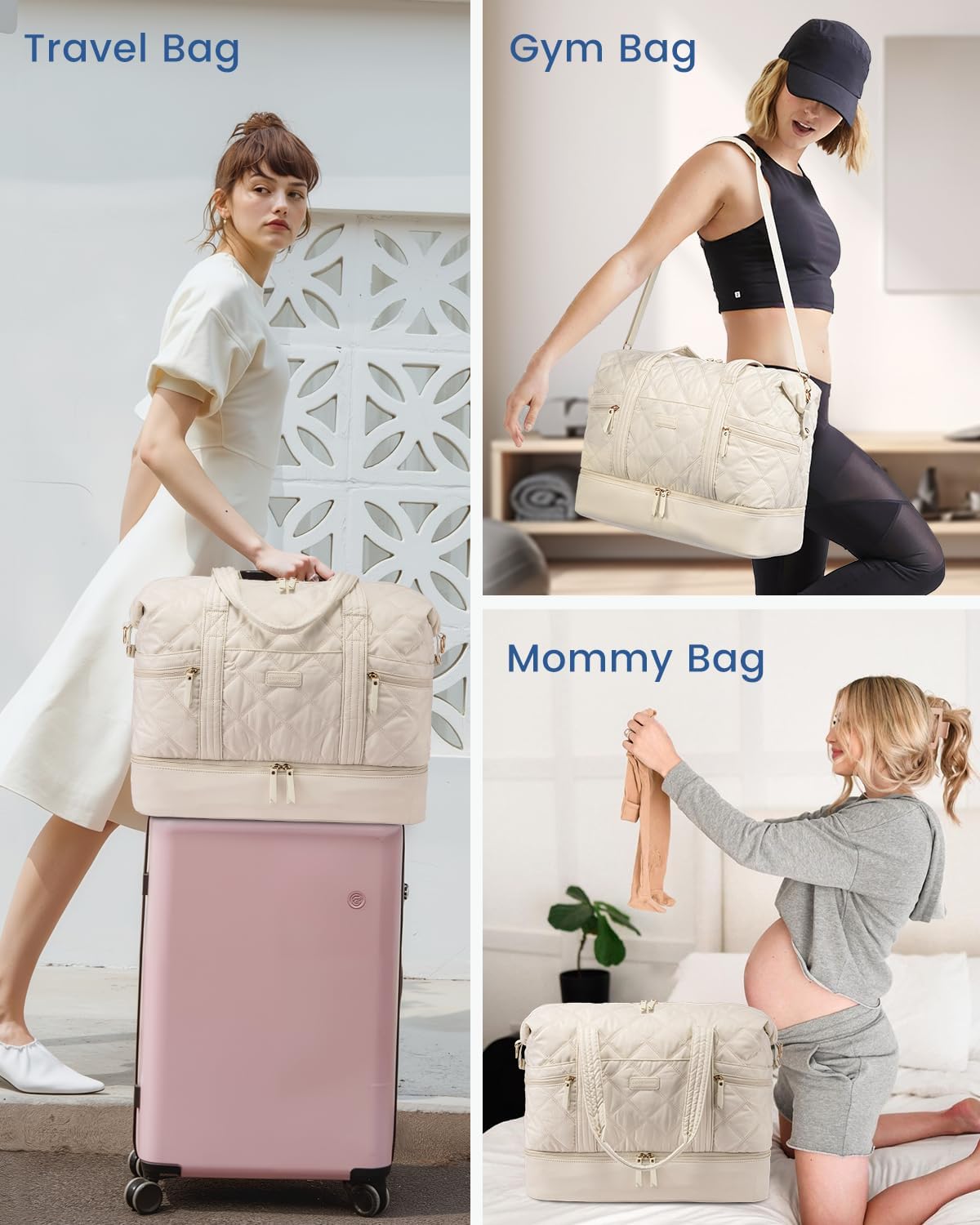 LOVEVOOK Extra Large Travel Duffle Bag, 56L Lightweight Weekender Bags for Women with Shoe Compartment, Personal Item Travel Bag Carry On Overnight Bags for Women, Hospital Bag for Labor and Delivery - Image 6