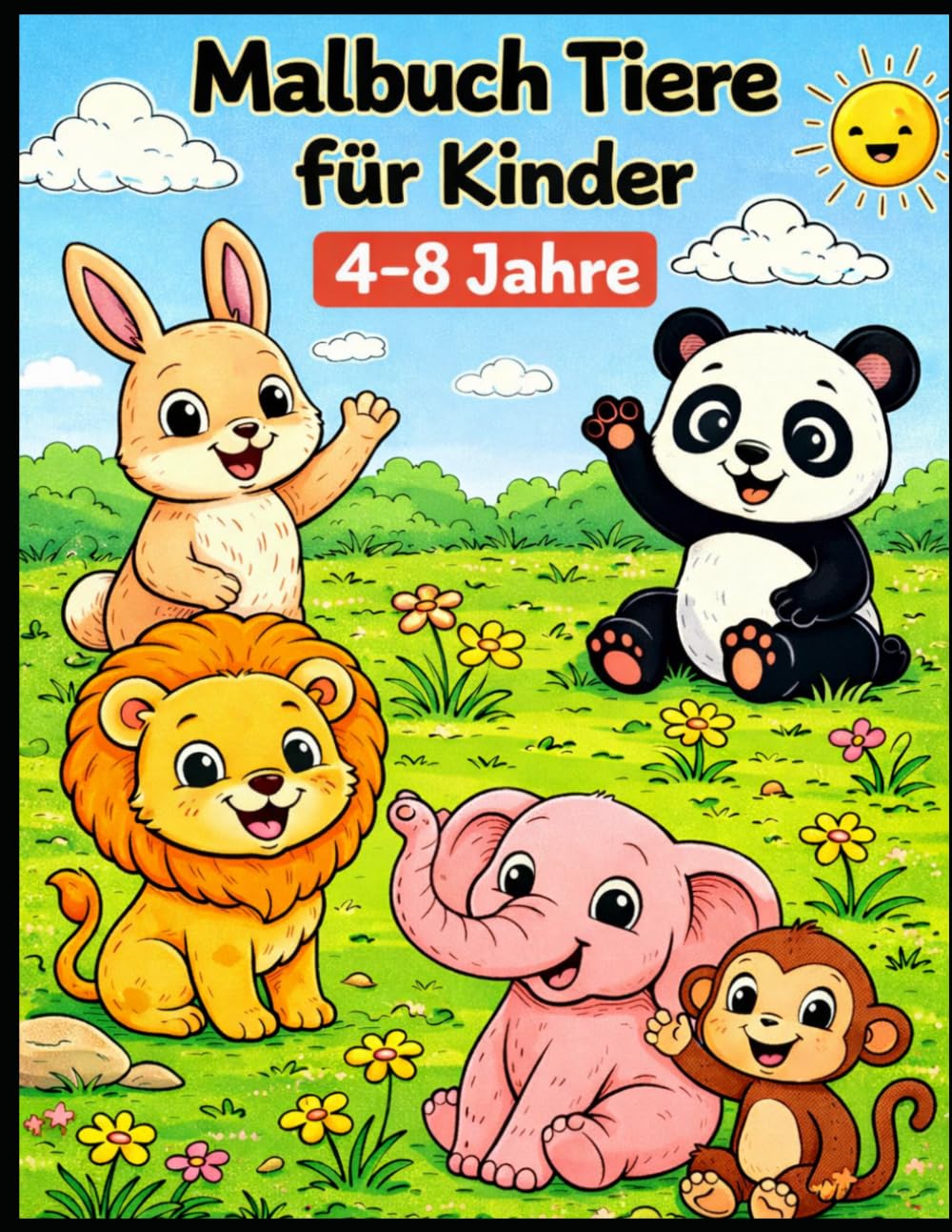 Malbuch Tiere für Kinder 4–8 Jahre: 60 liebevolle Ausmalbilder mit niedlichen Tieren und kreativen Szenen für Jungen und Mädchen