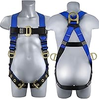 TRSMIMA Full Body Safety Harness Fall Protection - 5-Point Adjustable ANSI Certified Back D-Ring for Roofing Construction Workers