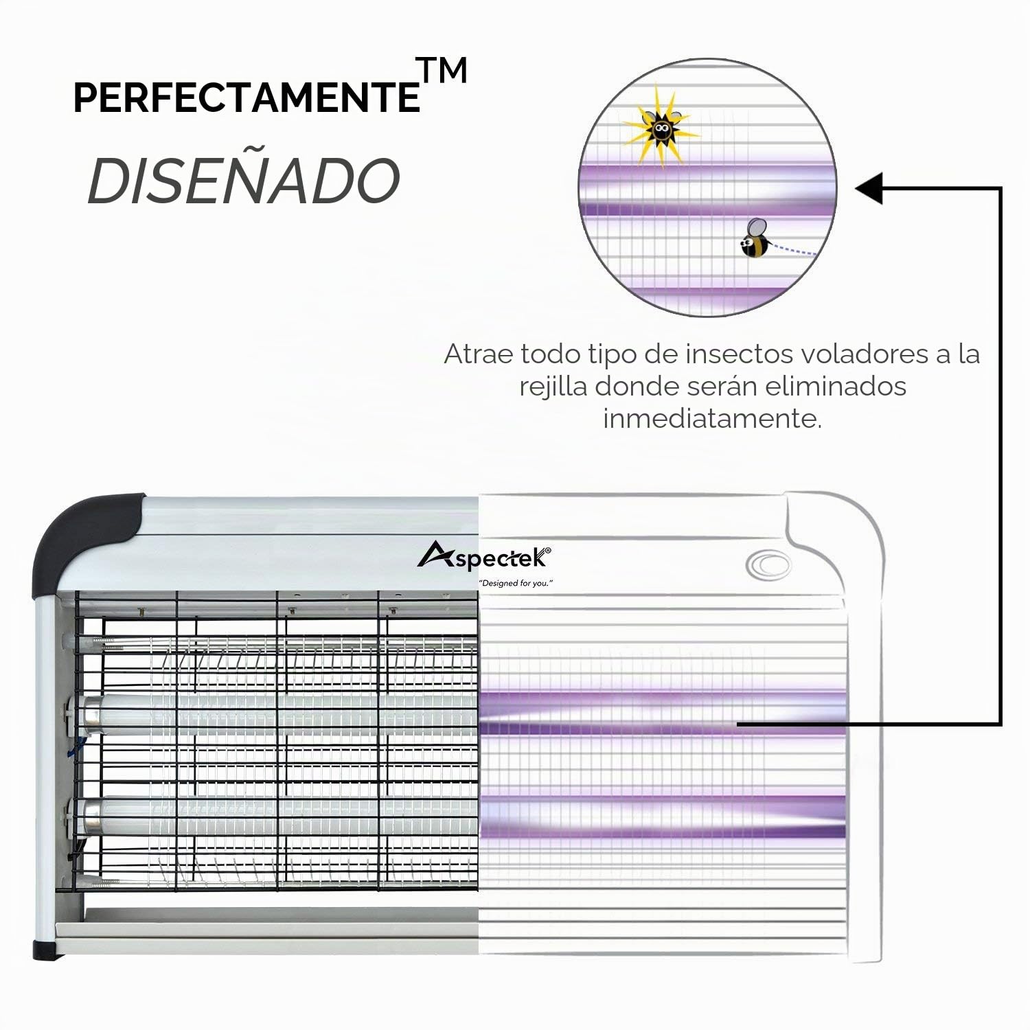 ASPECTEK Lámpara Antimosquitos Eléctrica 40W 2800V -| Lámpara UV Repelente de Mosquitos Mata Mosquitos electrico para Uso Interior