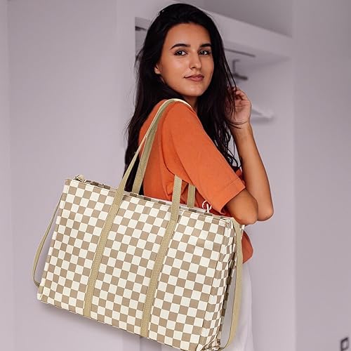 Miniatura 3 de Bolsa de mano para computadora portátil para mujer, bolsa de lona de 15.6 pulgadas, bolso de hombro para computadora, bolso de mensajero, bolso para