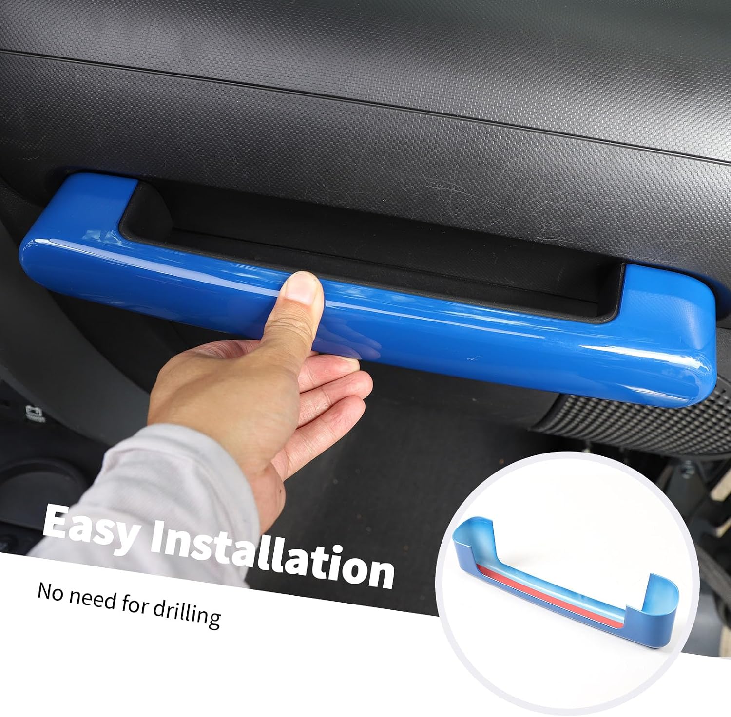 Jimen Compatible with Jeep Wrangler JK & Unlimited 2007-2010, Co-Pilot Grab Handle Cover Trim (Blue)
