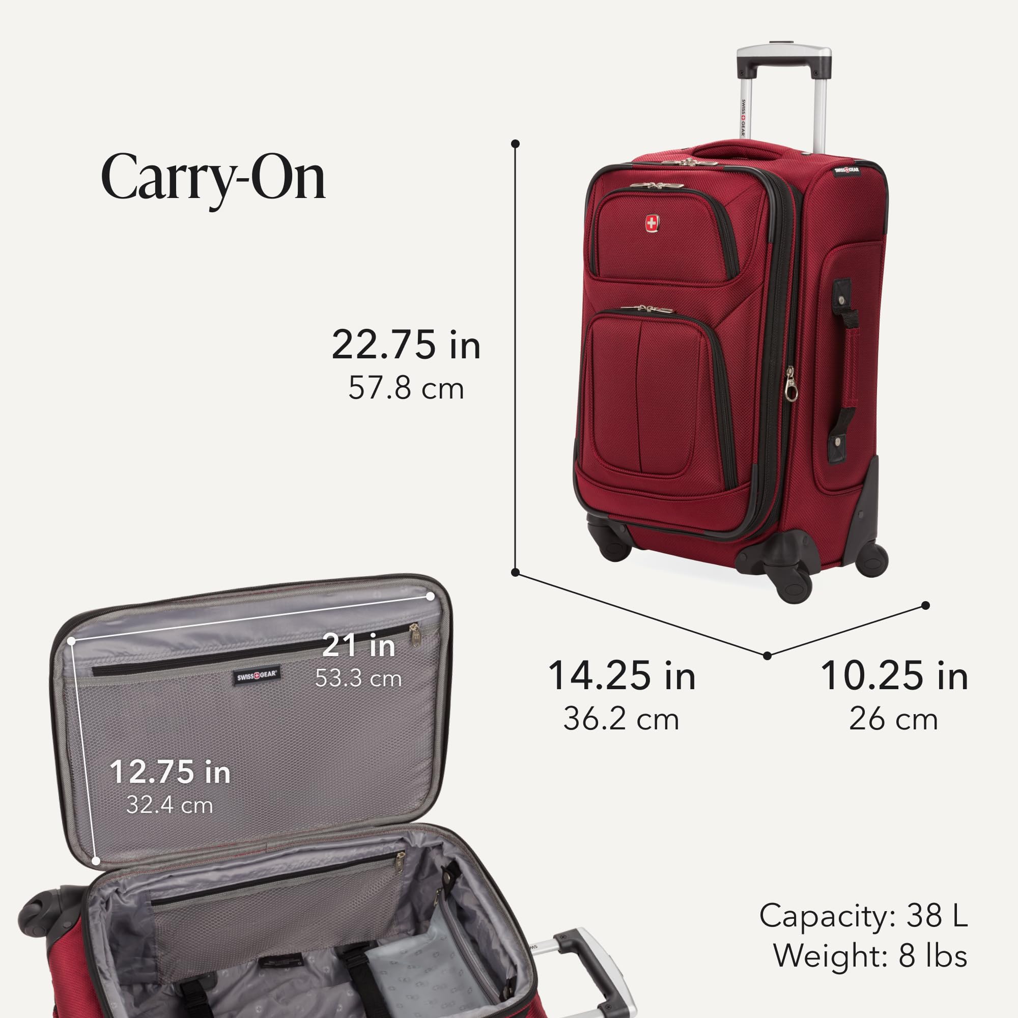 SwissGear Sion Softside Expandable Roller Luggage, Burgundy, 3-Piece Set (21/25/29) view 2