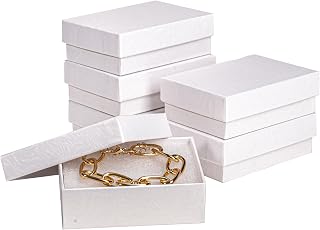 Jewelry Gift Boxes 6 Pack 3.1x2.25x1 inch Cardboard Jewelry Box, Cotton Filled Small Jewelry Gifts Boxes With Lids | For Earring, Bracelet, Necklace, Rings, Gift Boxes For Presents White