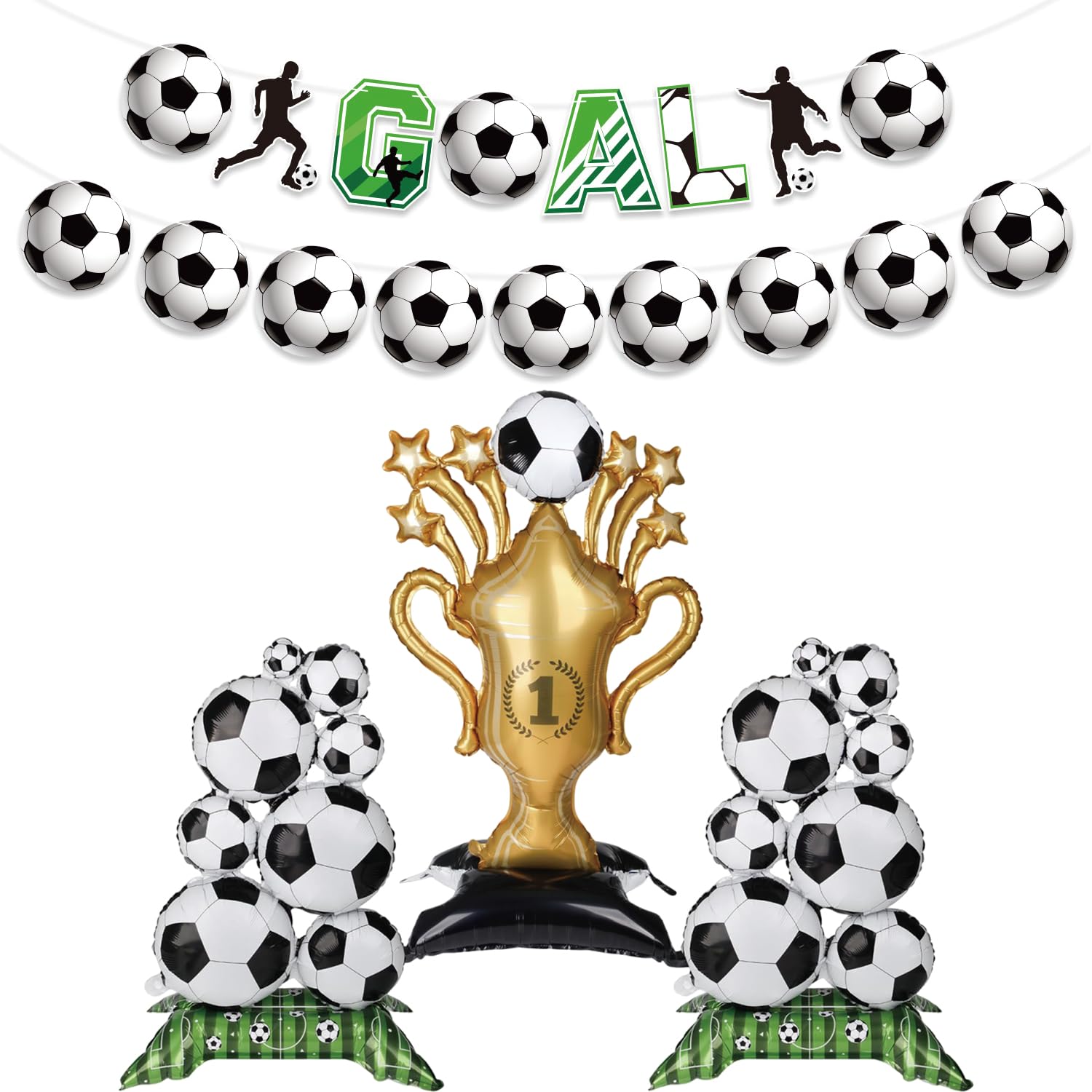 4-Piece Football Party Decorations, World Cup Football Balloons Set, Inflatable Football for Sports Celebrations, Football-Themed Party Supplies for Game Day Events and Victory Ceremonies, Automated I