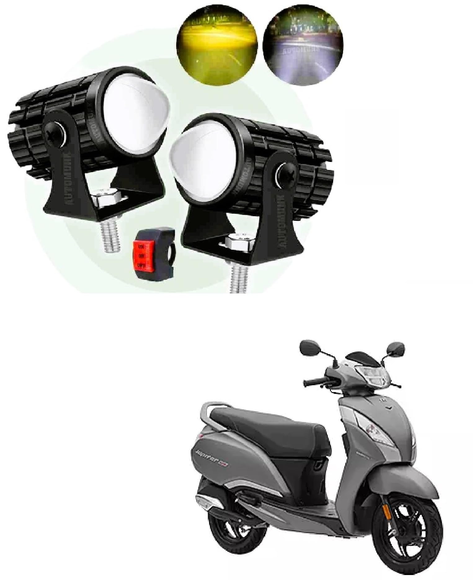 LED Fog Light | Capable for TVS Jupiter 125 | 2 Mode Spotlight | (Pack OF 2 with Switch).-image-5
