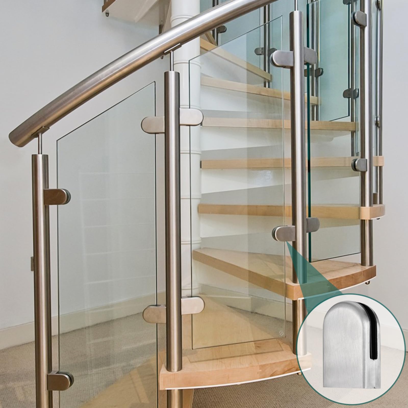 Morsetti Vetro Regolabili 10-12mm | 6 Pezzi Acciaio Inox Per Ringhiere E Scale - Foto 10