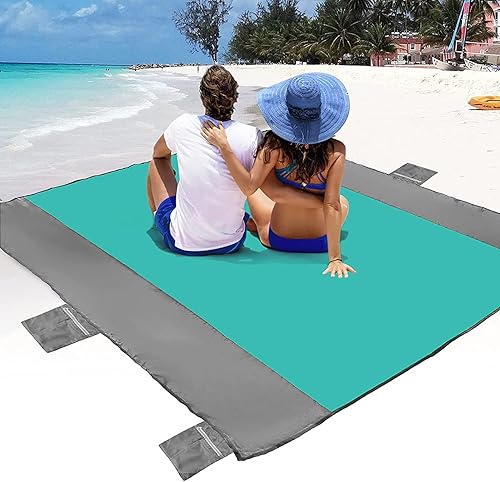POPCHOSE Beach Blanket Beach Blanket Waterproof Sandproof Extra Large Sandproof Beach Blanket for 4-7 Adults Waterproof Picnic Blanket with 6 Stakes
