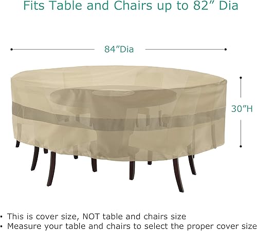 Miniatura 2 de SunPatio Cubierta redonda para mesa y sillas al aire libre, impermeable, resistente al agua, juego de muebles de patio para jardín, comedor,