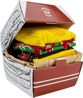 Funny Burger Socks Box Gifts for Men Women Teens - 3 Pairs Funny Novelty Food Socks Cute Funky Hamburger Socks Birthday Anniversary New Year Gifts Unisex Stocking Stuffers