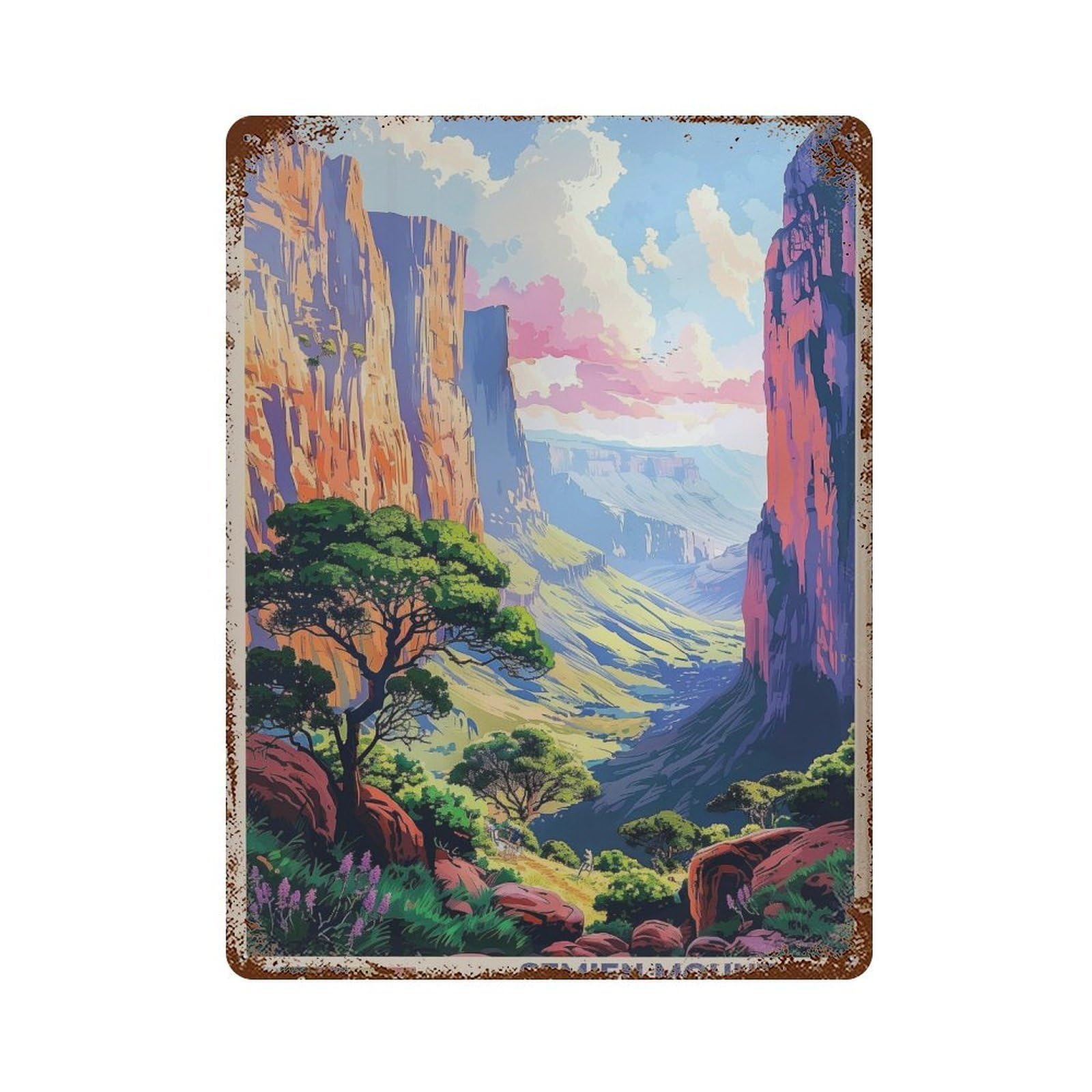 xiaoxiaoshen Semien Mountains Ethiopia Travel Landscape Wall Decor Art Metal Tin Poster Modern Home Decor Art Home Bar Shop Decorations Vintage Sign 40x30cm