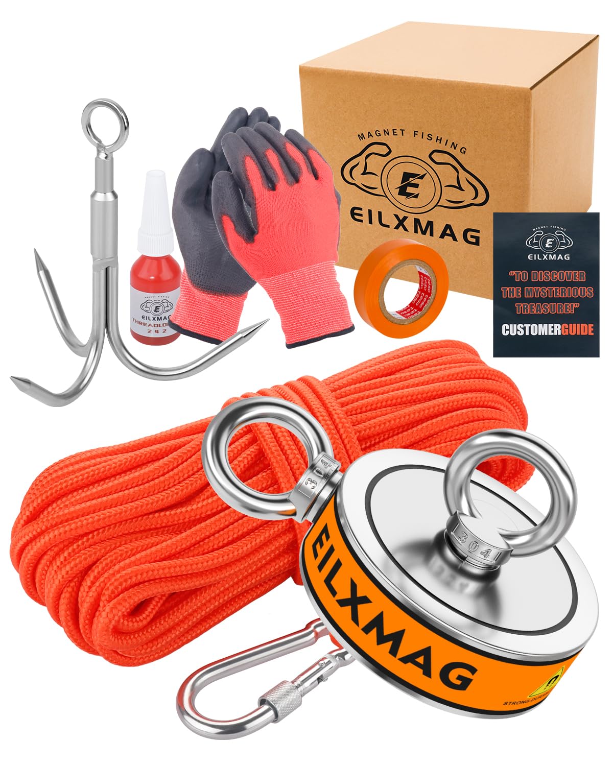 EilxMag Fishing Magnet, 1225 LBS(555KG) Pulling Force Double Sided