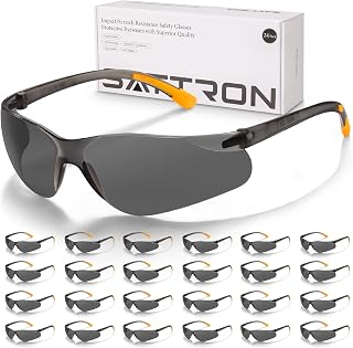 SATTRON Tinted Safety Glasses Bulk 24 Pack, UV Protective Safety Sunglasses for Men Women, ANSI Z87.1 Scratch & Impact Resistant Eye Protection, Ideal for Construction, Shooting, Lab