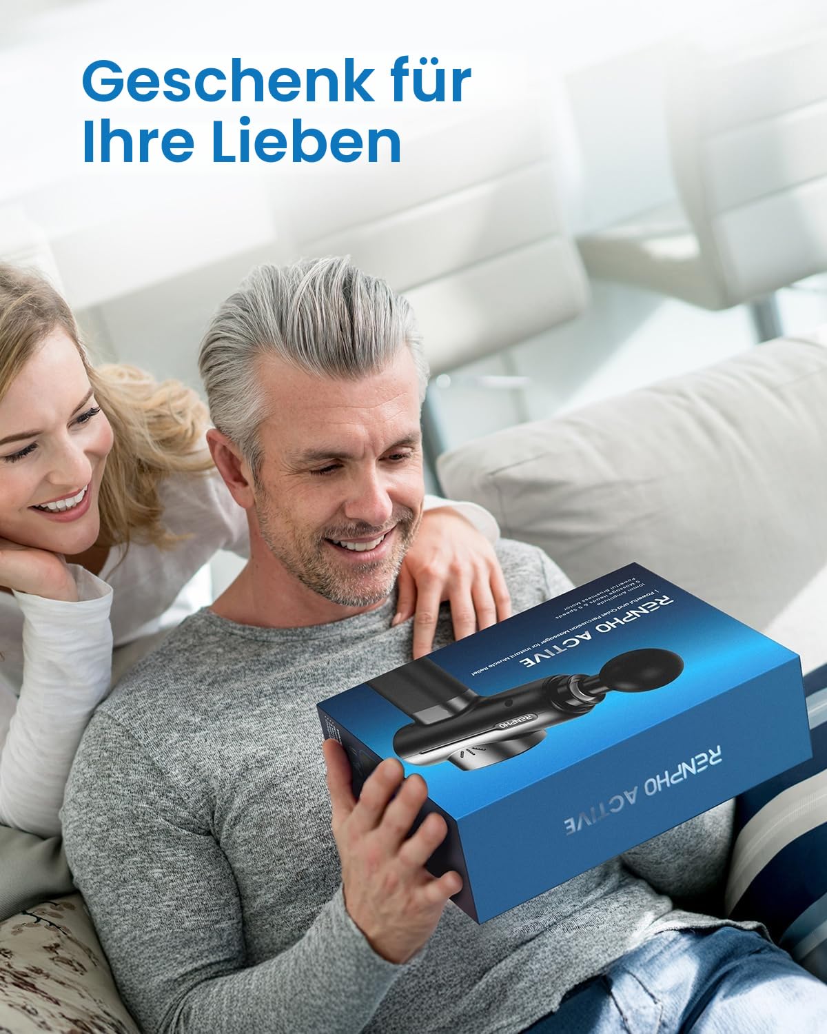 Massagepistole Massage Gun, RENPHO Massagepistole bis zu 3200U/min Massagegerät mit 2500mAh Akku und USB C Ladeanschluss zur Muskel Massage Entspannen, Schwarz