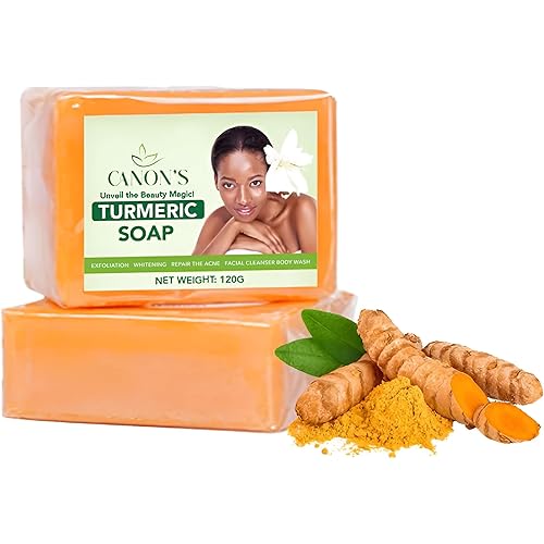 Natural Turmeric Soap Bar with Coconut & Almond Oils – Vitamin E & Glycerin Body Soap for Dark Spots, Acne Scars, Hydration and Oil Control