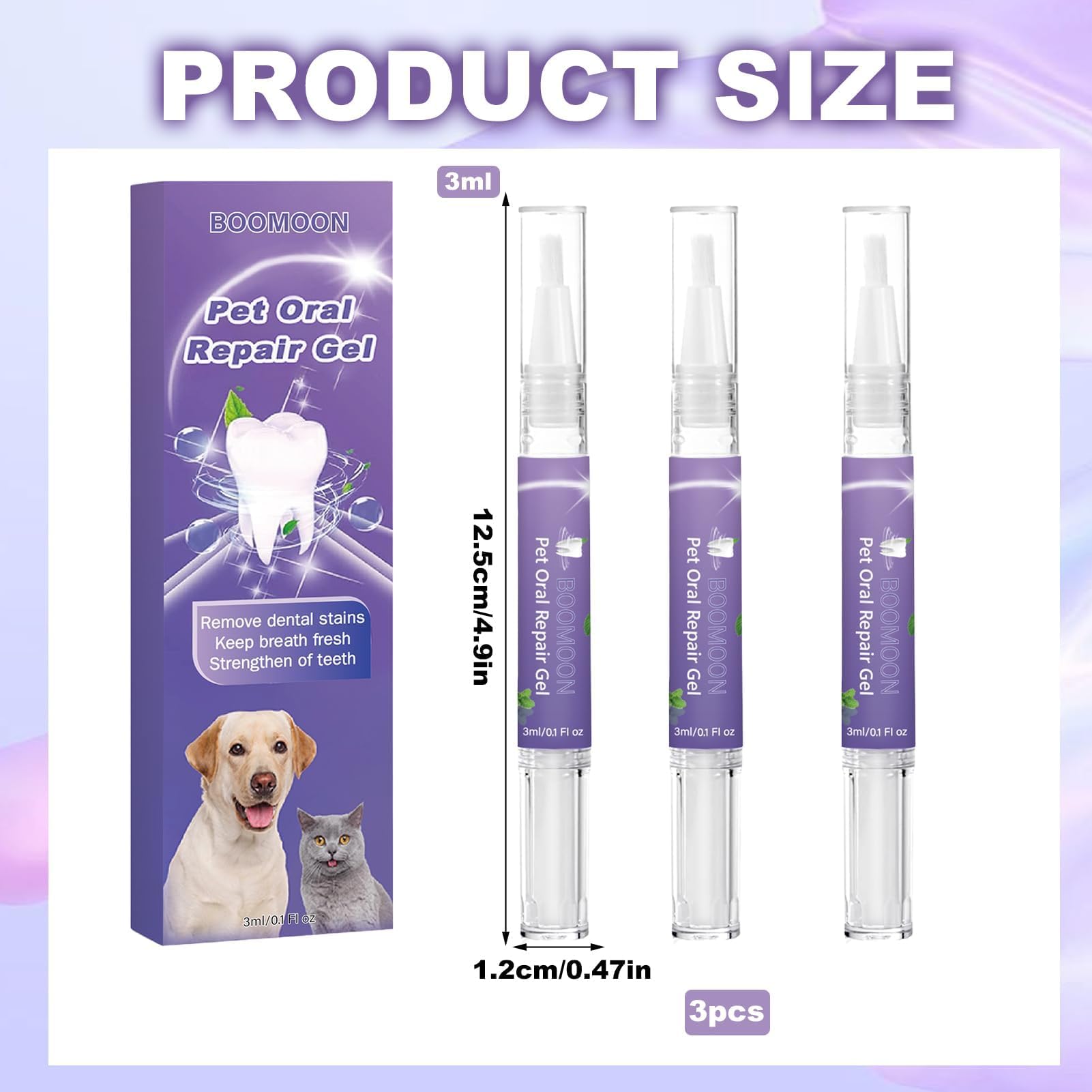3PCS pet oral repair gel, gel réparateur oral Pet pour éliminer la mauvaise haleine, lutter contre le tartre, sans se brosser les