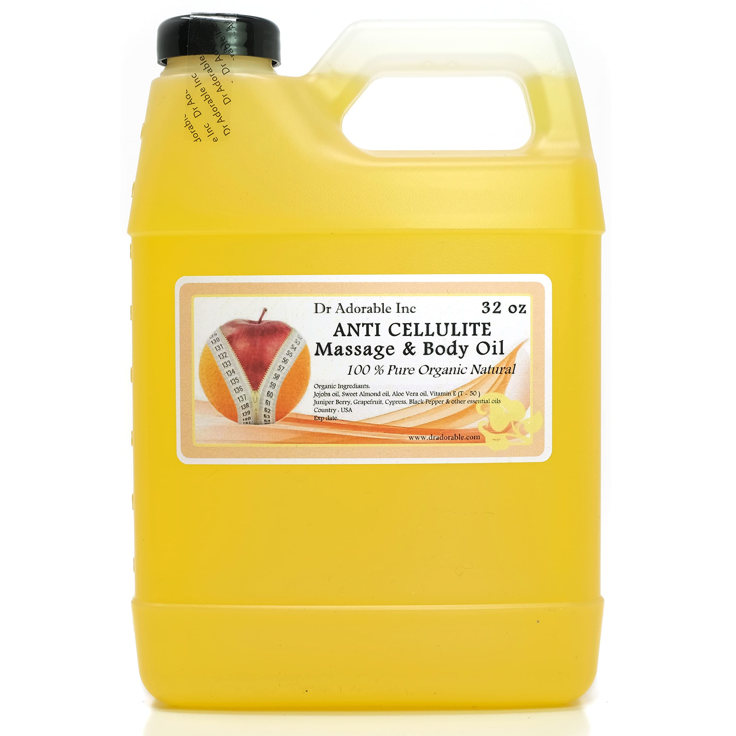 Dr Adorable - Organic Anti Cellulite Body Massage Oil with a Firming Essential and Carrier Oils Blend - 32 oz