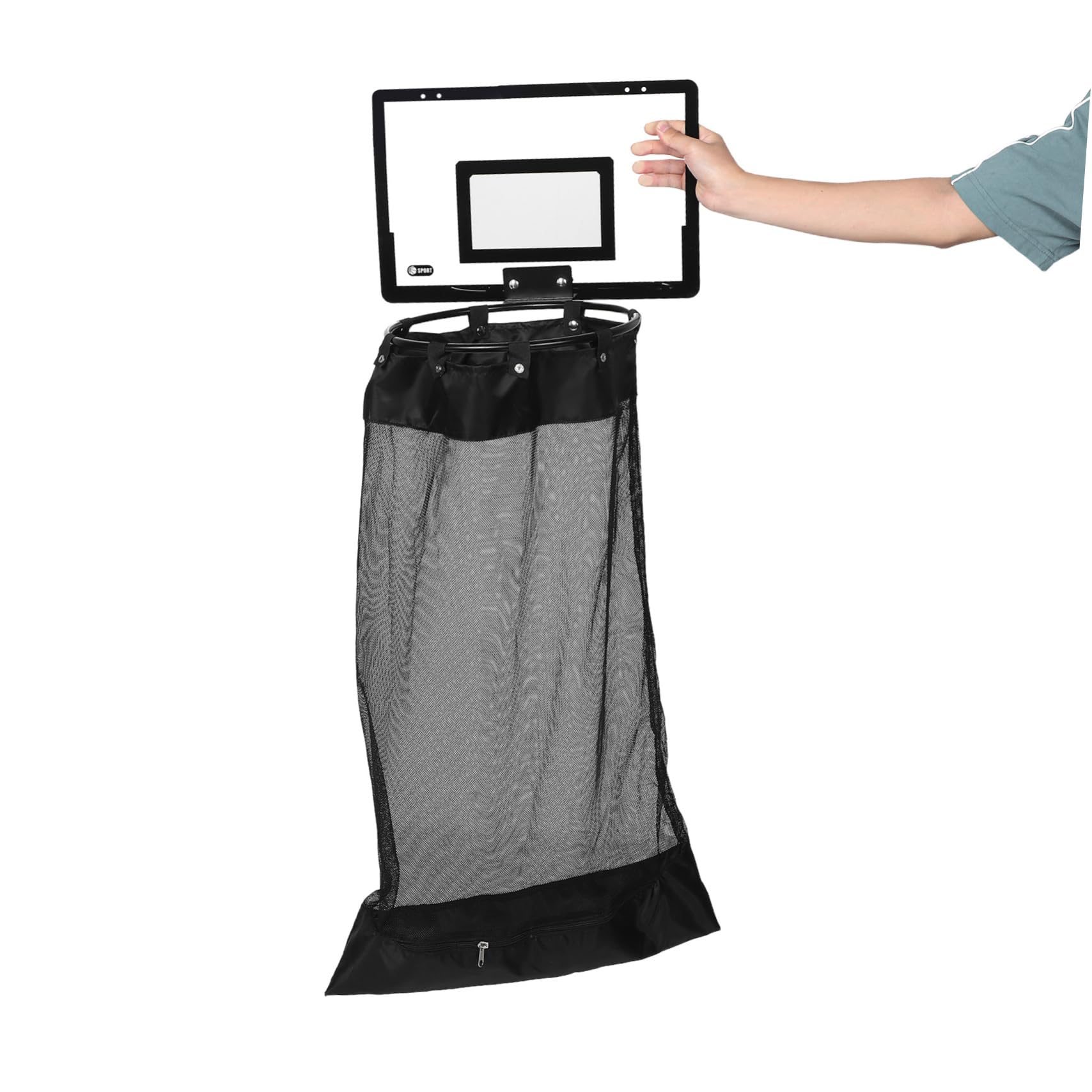 VALICLUD Cesto Portabiancheria Da Appendere Con Cerniera: Cesto Portabiancheria in Rete A Forma Di Canestro Da Basket Da Appendere Alla Porta - Organizer Salvaspazio Per Dormitorio