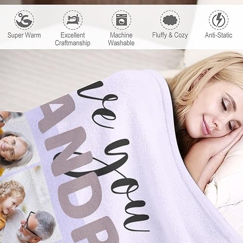 Miniatura 27 de Manta personalizada de doble cara, regalos de Navidad para familiares y amigos, manta personalizada con texto fotográfico para mamá, papá, abuela