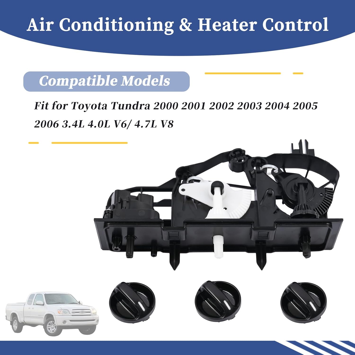 55910-0C010 A/C Heater Climate Control Switch Assembly 55905-0C010 Compatible with Toyota Tundra 2000-2006 3.4L 4.0L V6/ 4.7L V8 Air Conditioning Heater Control Switch Panel with Knob