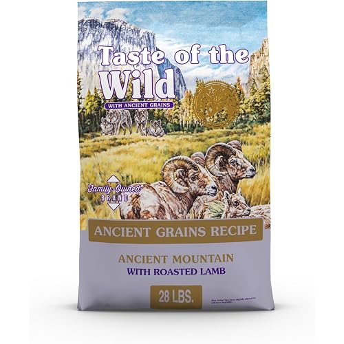 Taste of the Wild with Ancient Grains Ancient Mountain Canine Recipe with Roasted Lamb Dry Dog Food, Made with Protein from Real Lamb and Guaranteed Nutrients and Probiotics 28lb