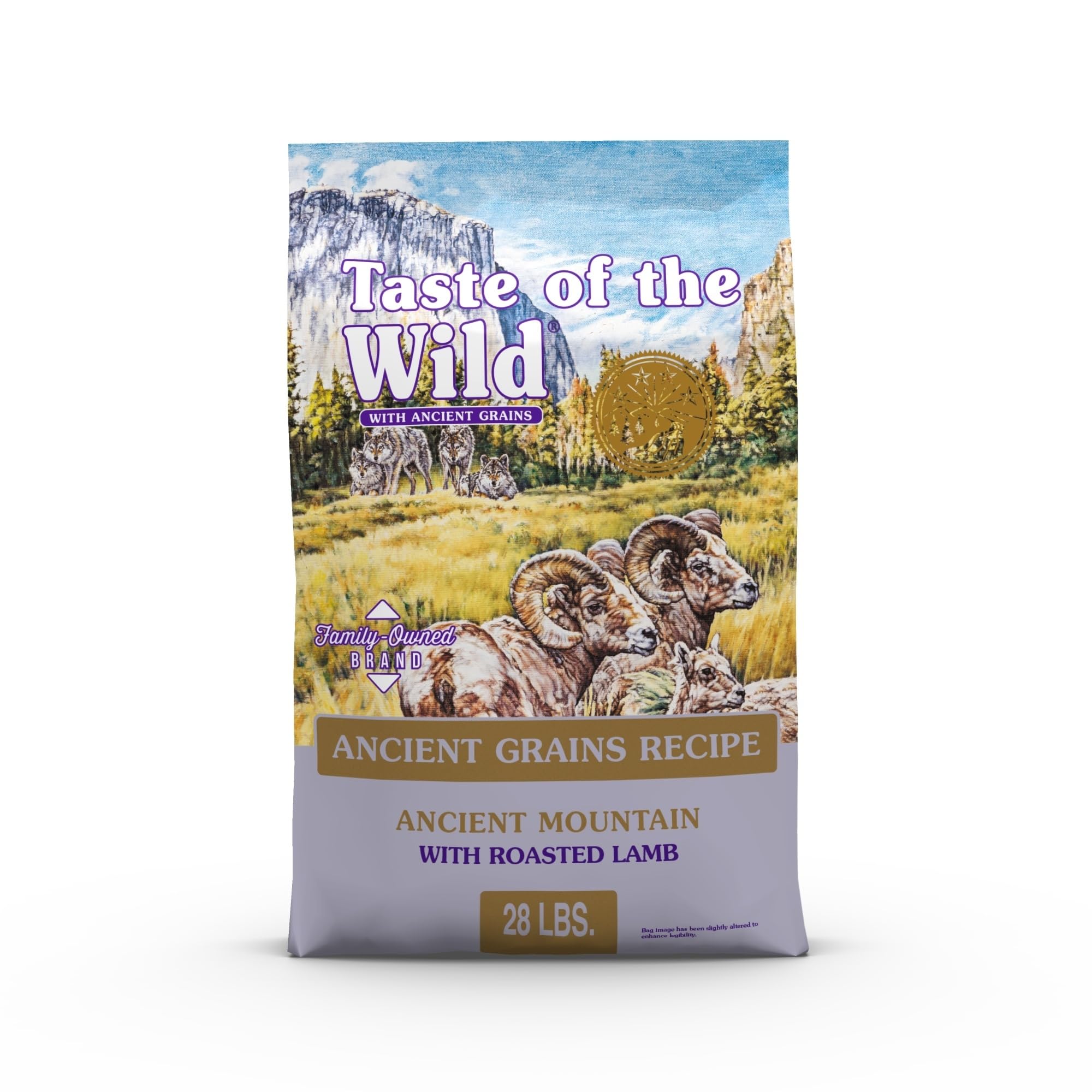 Taste of The Wild with Ancient Grains Ancient Mountain Canine Recipe with Roasted Lamb Dry Dog Food, Made with High Protein from Real Lamb and Guaranteed Nutrients and Probiotics 28lb