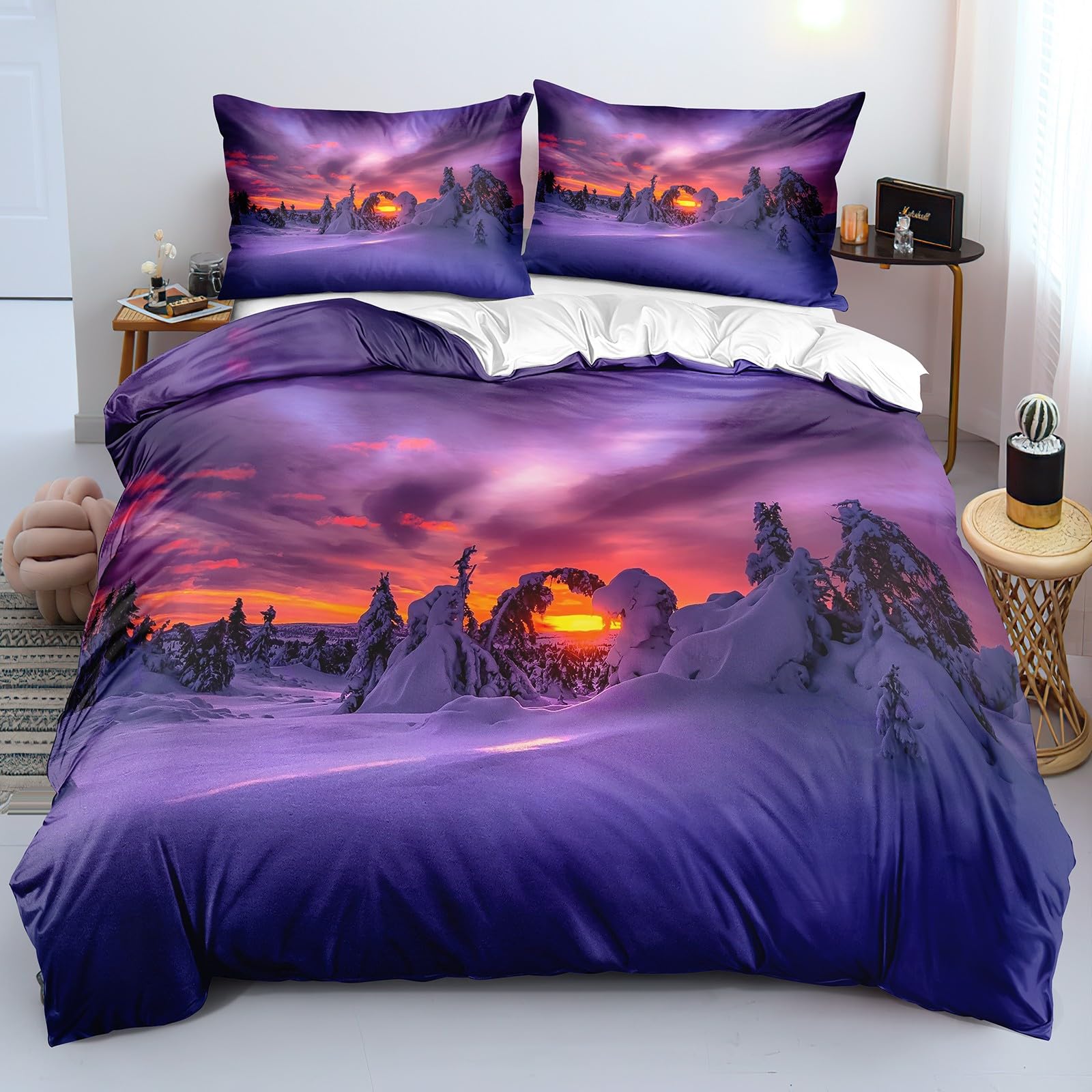 Housse couette 240x260 anti-acarien motif ciel réversible pour un sommeil serein