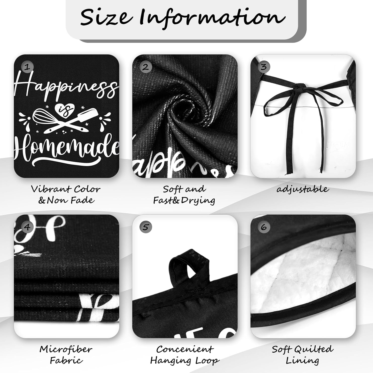 Sratte 7 Pcs Kitchen Towels Oven Mitts and Pot Holders with Cooking Apron 1 Chef Cooking Apron 2 Dish Towels 2 Kitchen Oven Mitts 2 Heat Resistant Pot Holder with Hanging Loop Set (Delicate) - Image 6