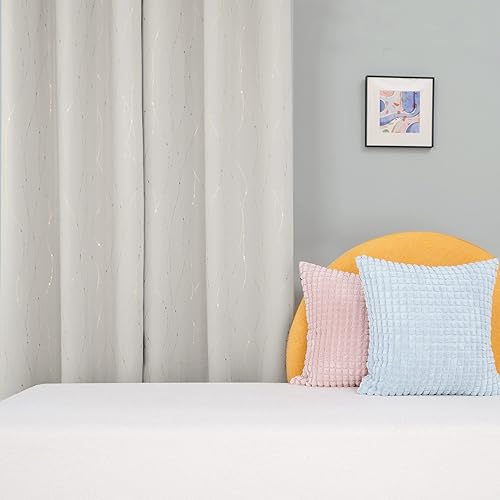 Miniatura 3 de Cortinas opacas Deconovo para no dejar pasar el sol, con ojales, diseño de impresión dorada, para habitación