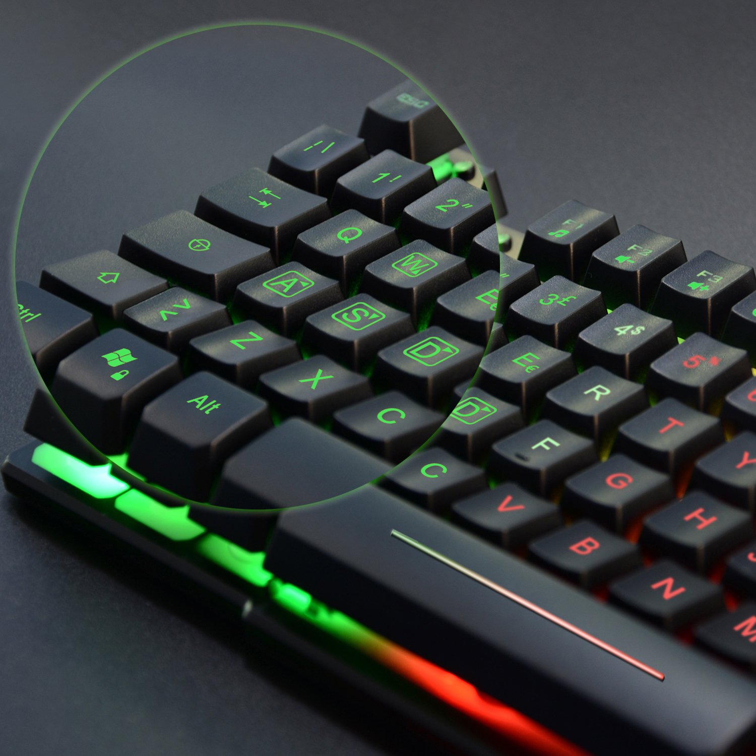 Rii Gaming RK100+ (layout ITALIANO) - Tastiera italiana da gioco retroilluminata a LED (arcobaleno) con tasti multimediali, paragonabile a una tastiera meccanica