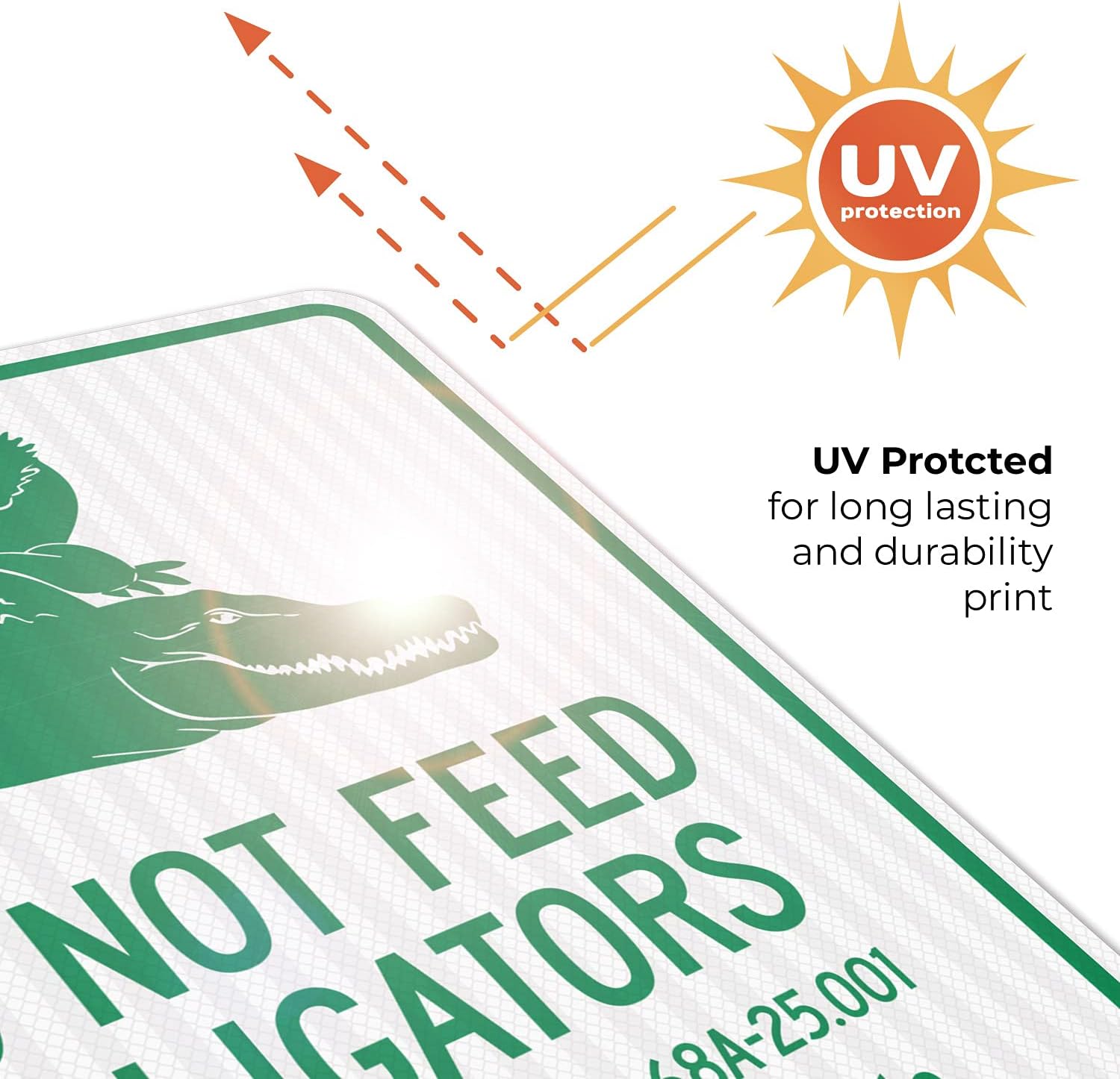 Florida Alligator Warning Sign Do Not Feed Alligators FLA Admin Code R 68A2500 Sign, 24x30 Inches, 3M EGP Reflective .080 Aluminum, Fade Resistant, Made in USA