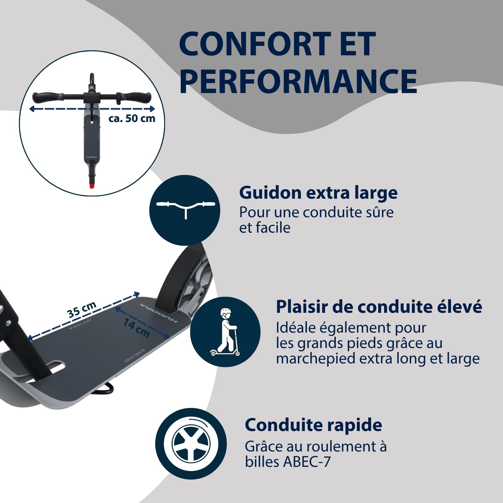 HUDORA BigWheel 230 Advanced Trottinette silencieuse et Pliable en Aluminium pour Enfants Adolescents et Adultes jusqu'à 120 kg