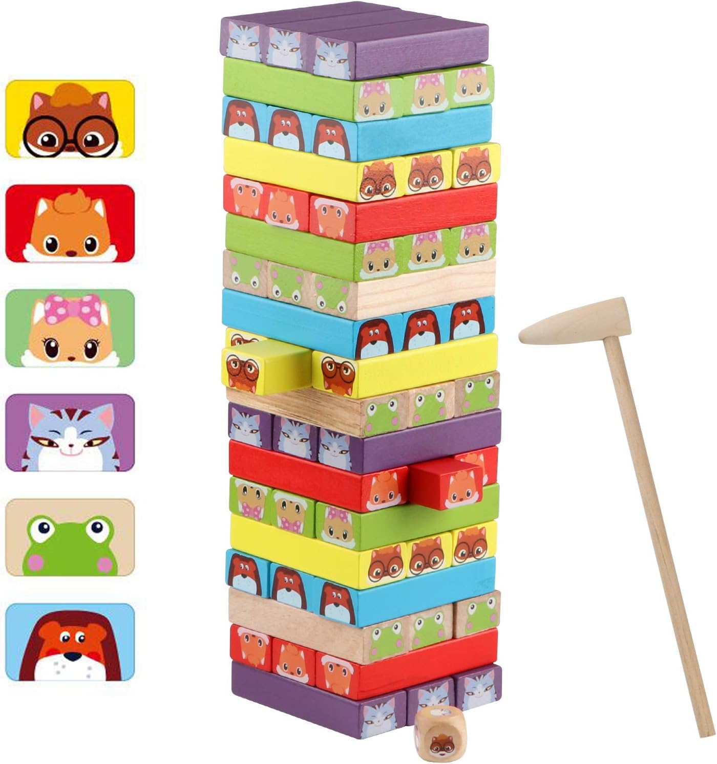 Jacootoys Wooden Stacking Toys for Kids - Children Building Blocks Tumble Tower Game for 3-9 Years Old - Family Board Game for Boys Girls