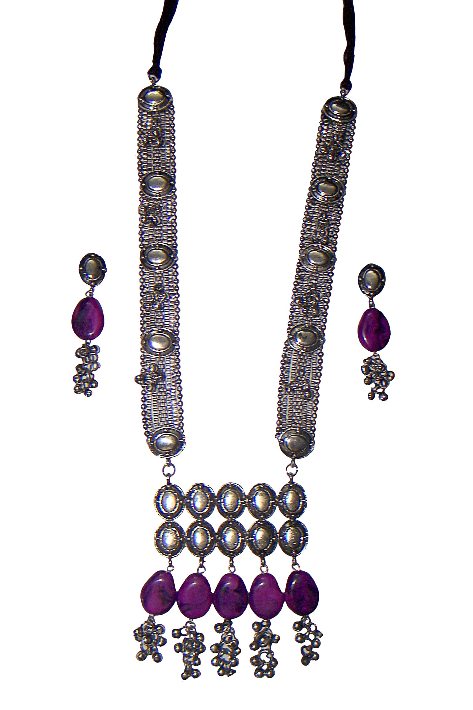 Purple Color beads Long Necklace Latest Stylish Traditional Oxidised Necklace Jewellery Set for Women (Pack Of 1) (B0CJ82HK9P) Amazon Price History, Amazon Price Tracker