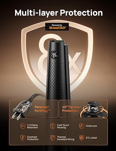 Miniatura 4 de Dreo Calentador de espacio para habitación grande, calentadores eléctricos de 30 pulgadas con control remoto, oscilación de 120, termostato