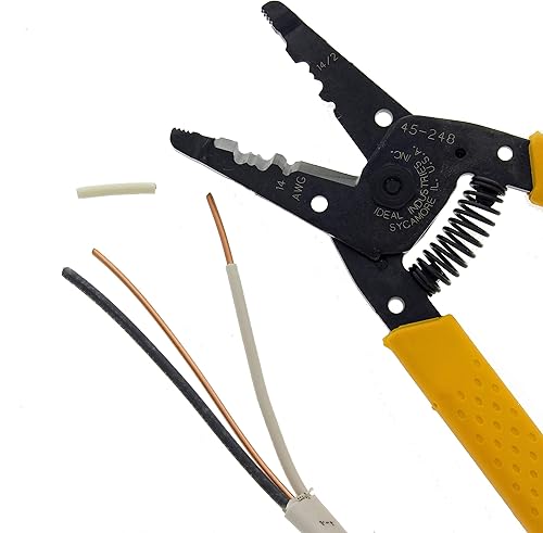 Miniatura 3 de IDEAL Electrical 45-248 142 NM T-Stripper - 214 AWG, pelacables con agujeros de bucle, nariz de alicate, apertura automática con resorte