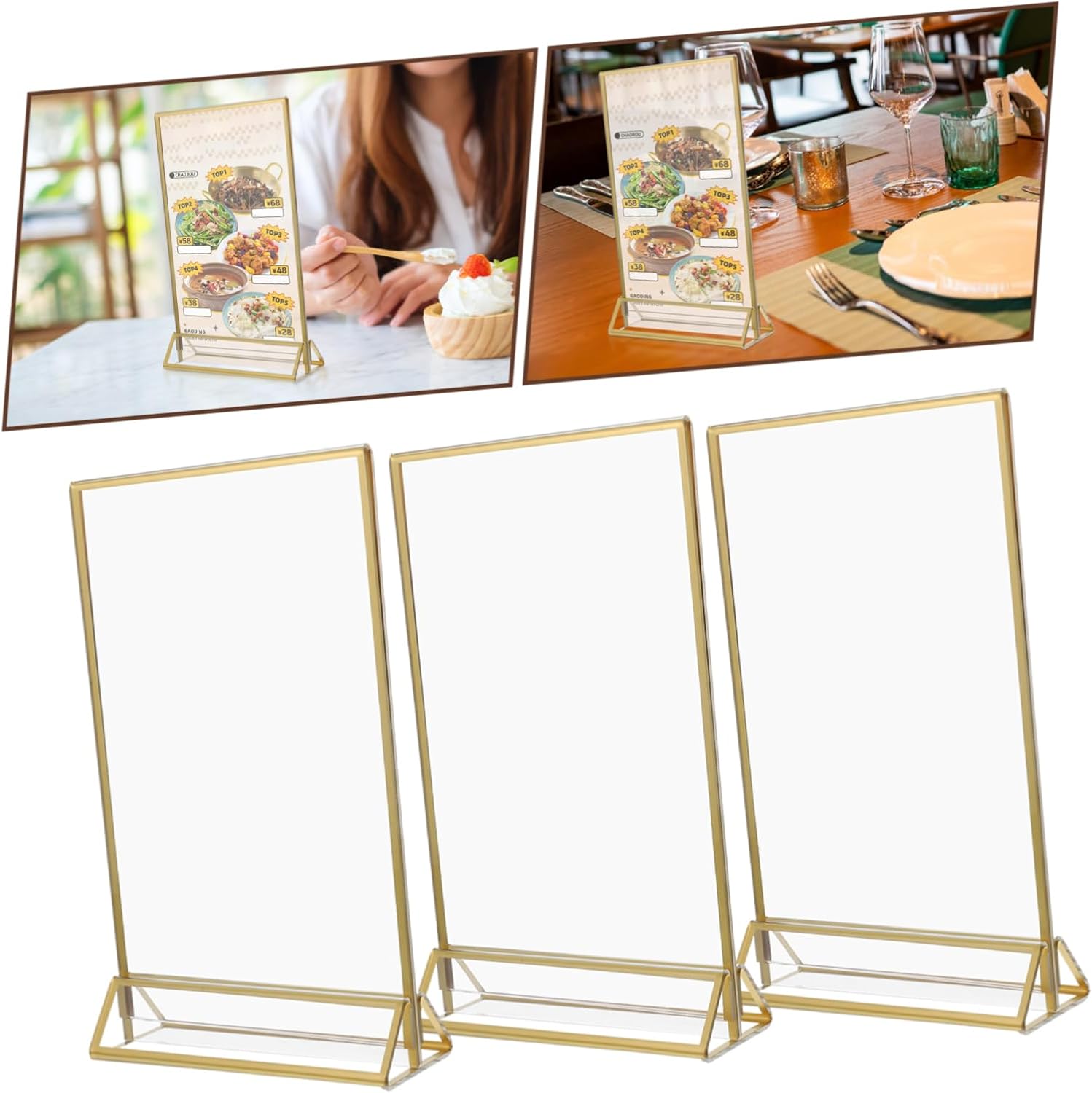 Mikinona 6pcs Double Sided Menu Rack Acrylic Stand Table Sign for Banquet Event Wedding