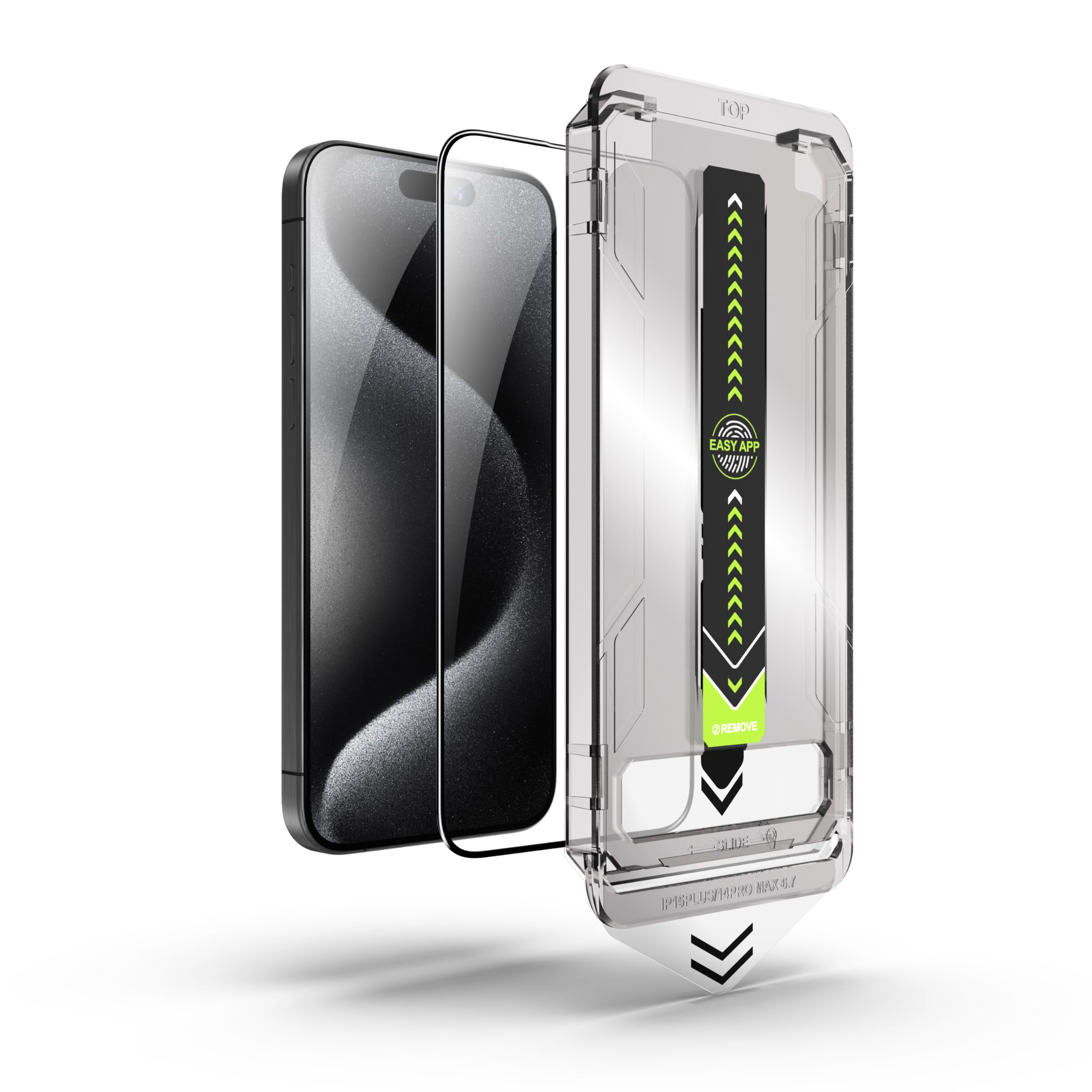 amazon basics Easy Fit & Self Aligning Tempered Glass for iPhone 15 Pro (Pack of 1)