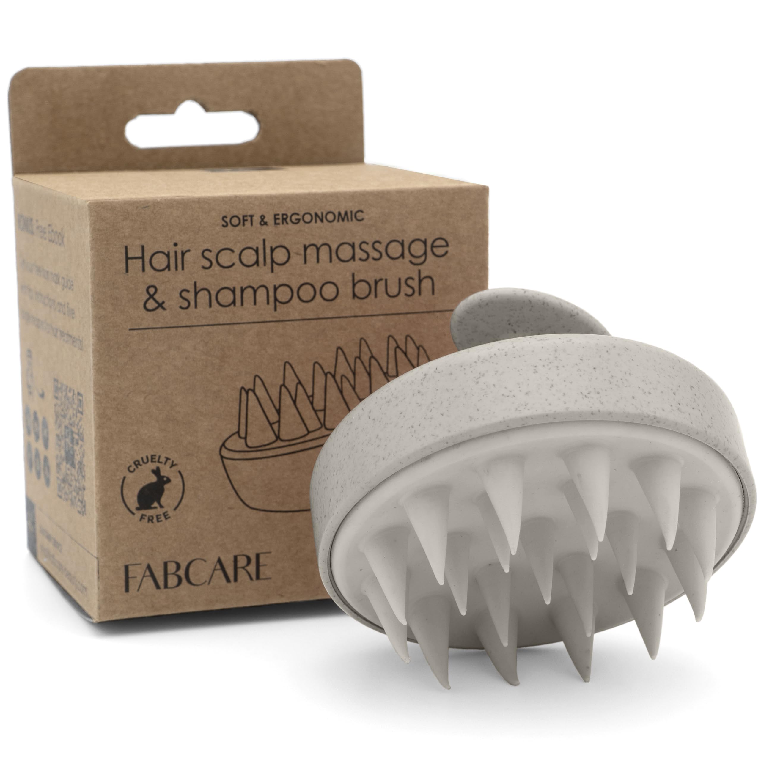 FABCARE Cepillo Cuero Cabelludo | Masajeador Cuero Cabelludo | Paja Trigo y Silicona | Cepillo Exfoliante Capilar Pelo Húmedo y Mojado | Masajeador Cabeza Crecimiento Capilar, Beige