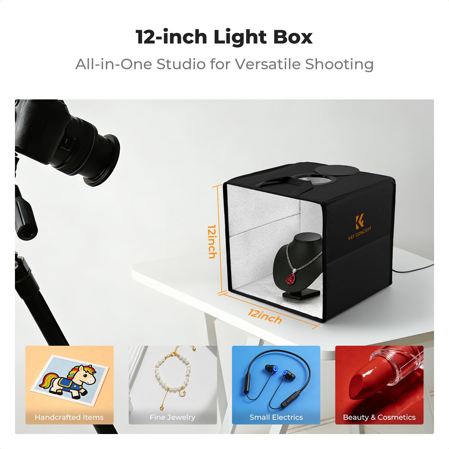 K&F CONCEPT 撮影ボックス 30cm ミニスタジオドームスタジオ 在宅撮影 撮影ブース 折り畳み式 LED照明 フィギュア ジュエリー 小物撮り 撮影box 輝度と色温度調整可能 持ち運び便利