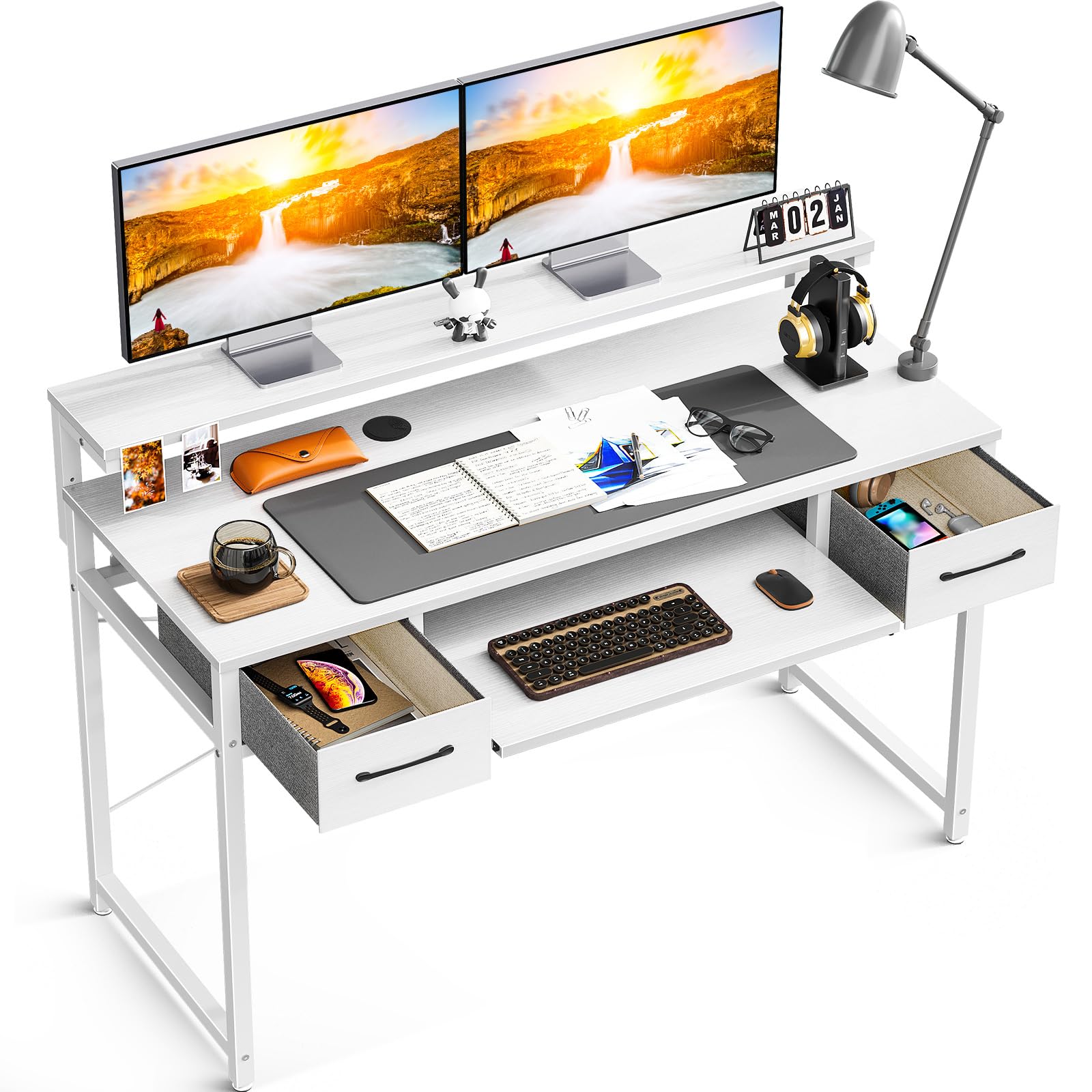 Amazon | ODK パソコンデスク キーボードスライダー付き 幅120cm  