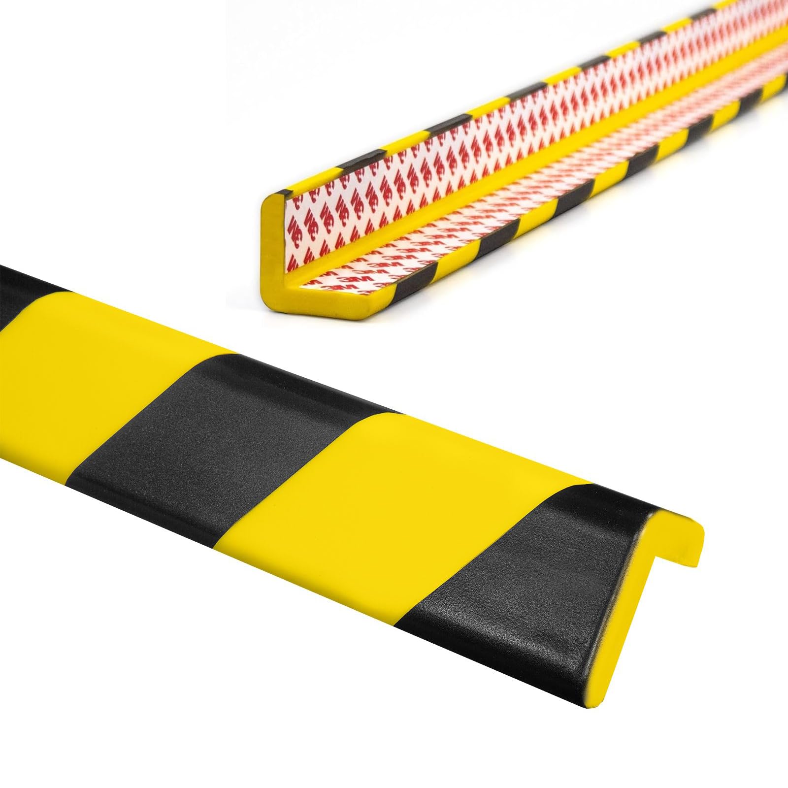 Paraspigoli in poliuretano, autoadesivi, 100 x 4 x 4 cm, profilo di protezione angolare giallo/nero, protezione da parete e angoli, protezione per garage, magazzino, officina (5, 100 cm)