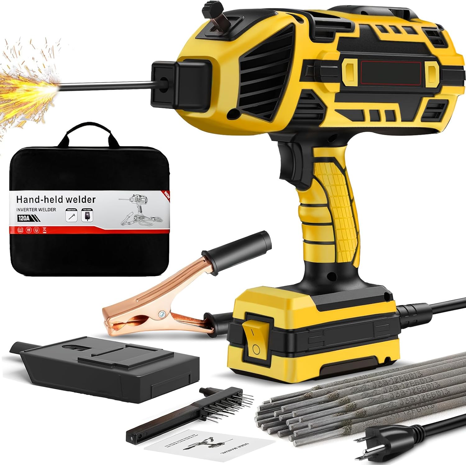 Portable Welding Machine,20-120A Upgraded 110V Handheld ARC Welding Machine with IGBT Inverter 6 Variable Current Adjustment,Welding Tool Set for 3/32"-1/8"Welding Rods and DIY,Professional Use,Repair