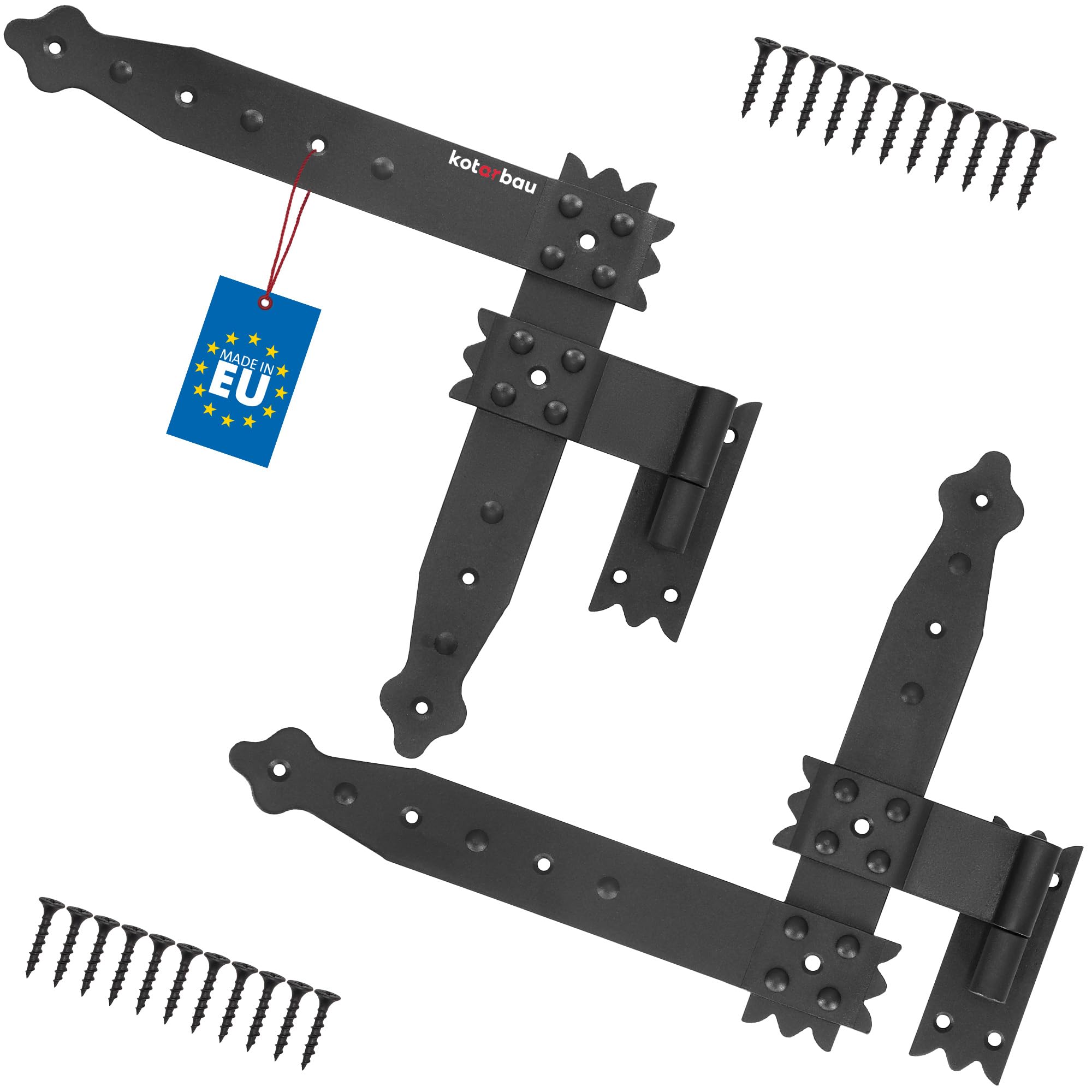 KOTARBAU® Angle Hinge with Brackets Window Shutter Hinge Angle Hinge Door Hinge Black Powder Coated Window Hinge Angle Construction Fitting 250 x 230 mm