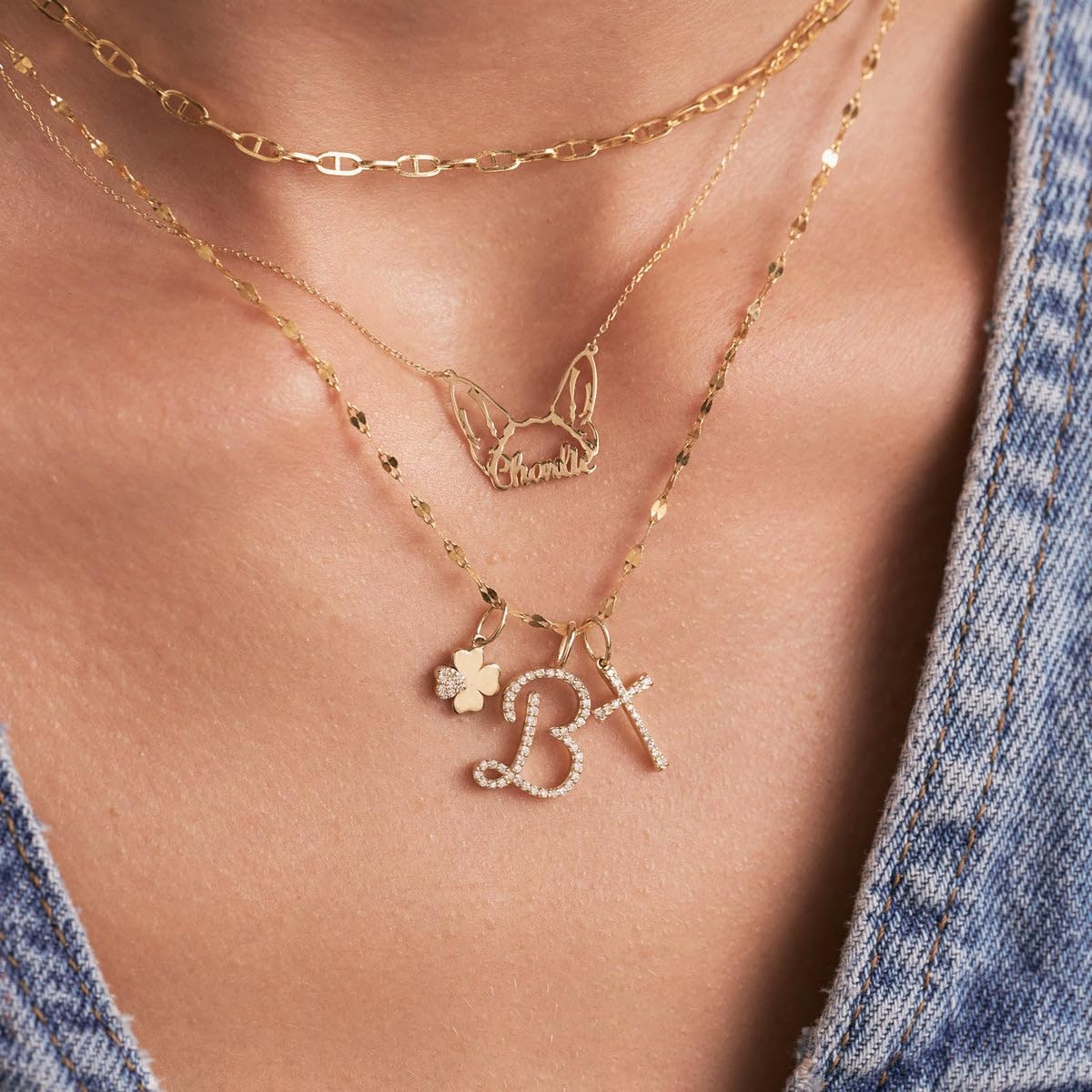 Gelin Diamond Clover Charm 10K Solid Gold