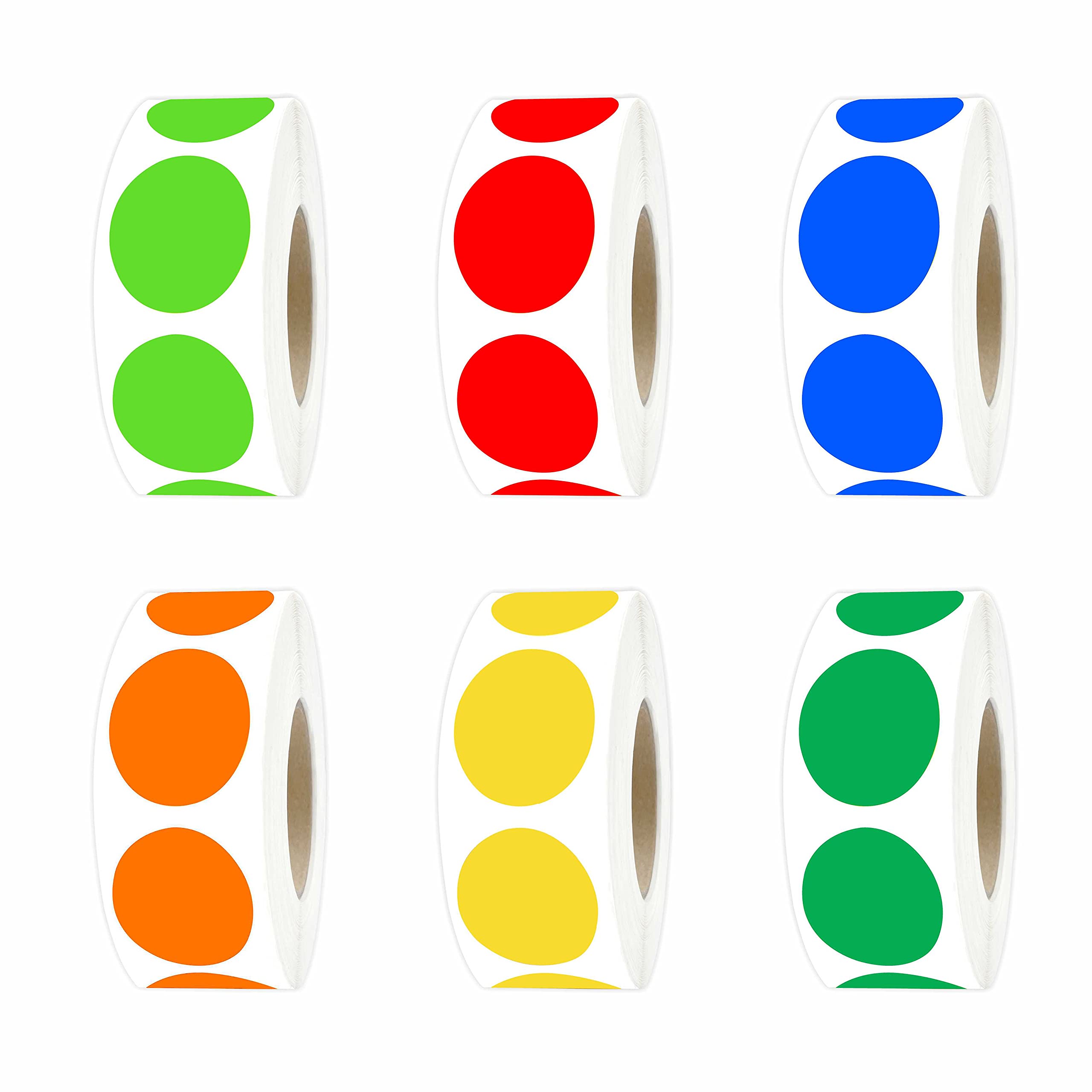 PARLAIM 6000PCS 1" Round Color-Code Dot Label Stickers, 6 Assorted Multi Colored Tags, 1 inch Dispenser Box for School Office Yard Sale