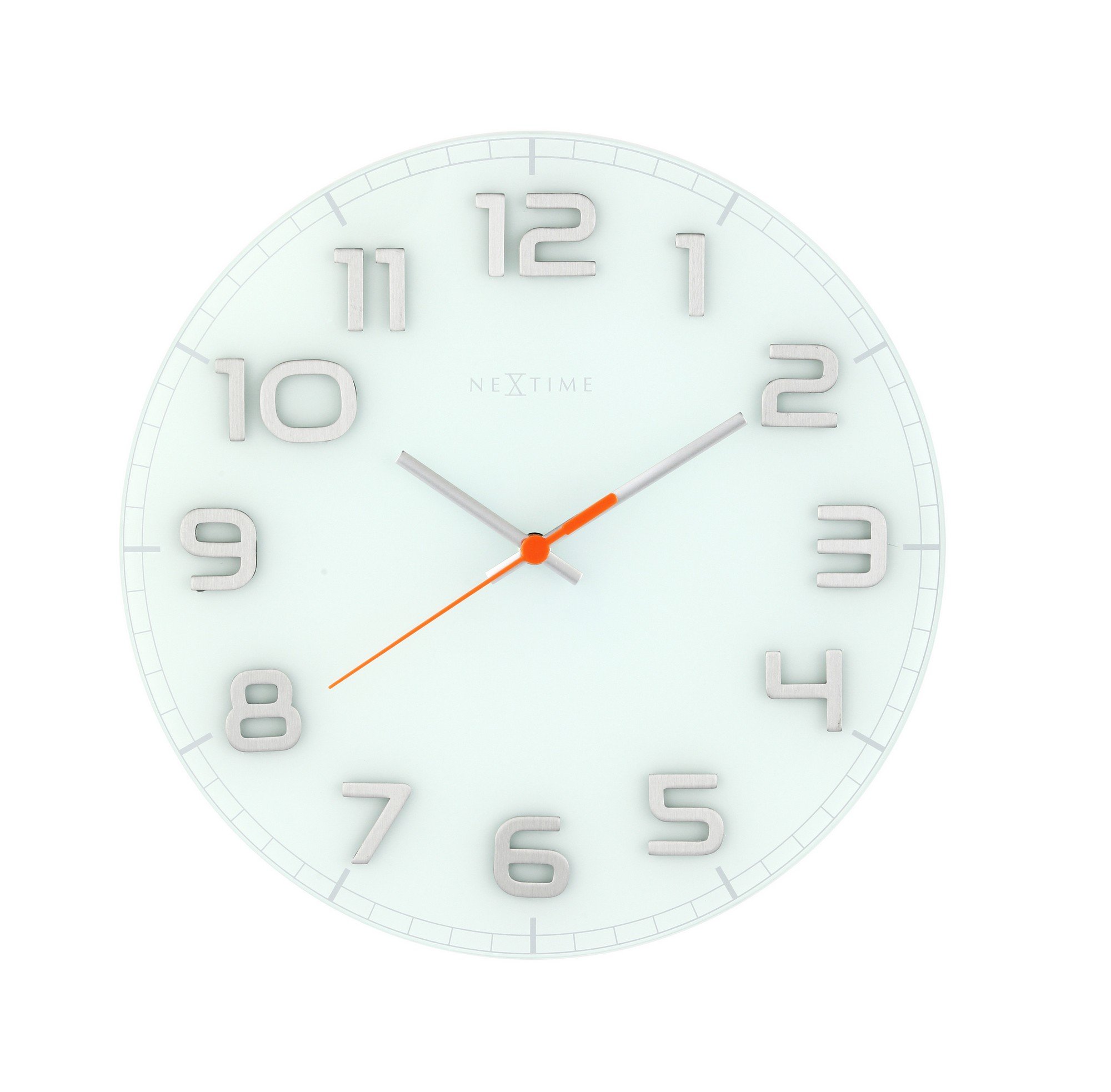 NEXTIME NeXtime Wall Clock Classy Round, Very Silent, Round, Made of Glass, White, ø 30 cm, 30.0